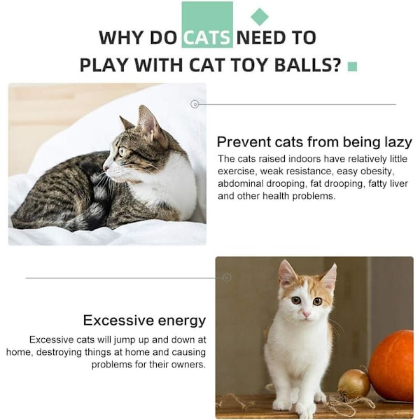 USB uppladdningsbar kattbollleksak, interaktiv automatisk roterande boll med glödande ljus ABS-leksak Smart LED-lekboll för Pe