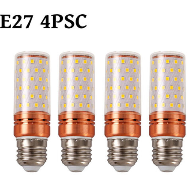 4 STK LED korn lyspære E27 12W lysekrone pære 600LM, lysstrøm 600(lm) LED lysekrone pære
