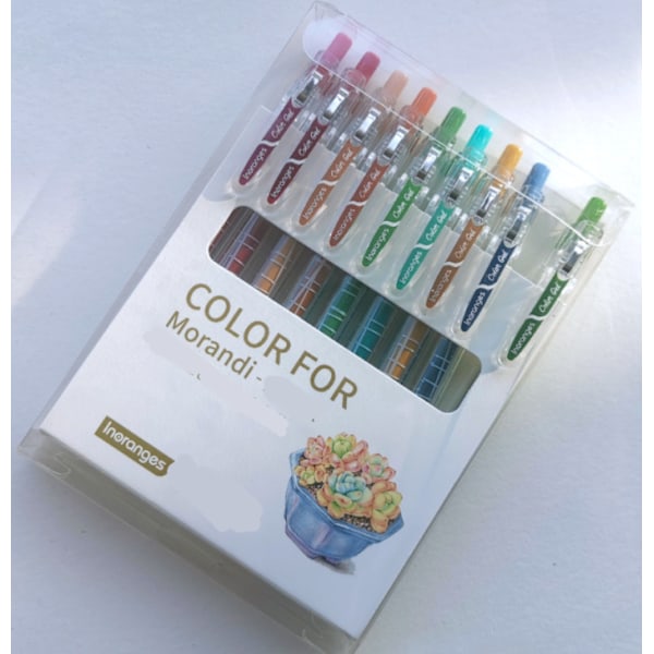 Morandi handkonto set student kontorsmaterial färg penna anteckningspenna (9 färger retro knapp (0,5 mm)),