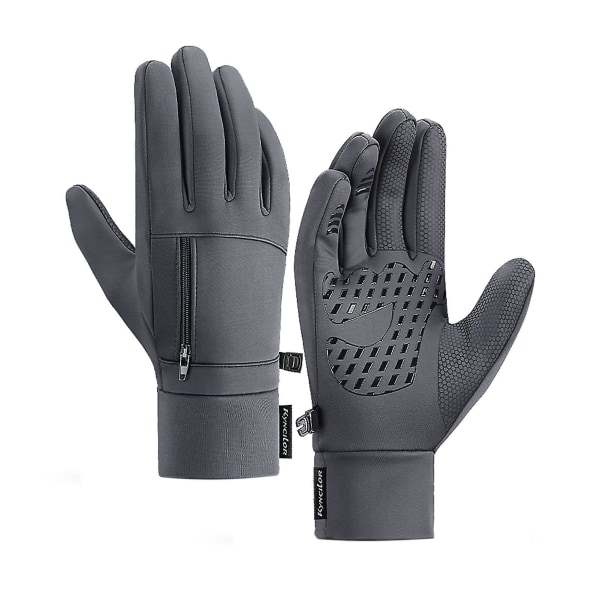 Män Vinter vattentäta handskar Touchscreen Pocket Anti-Slip Fleece Thermal Sport Handskar grey Medium