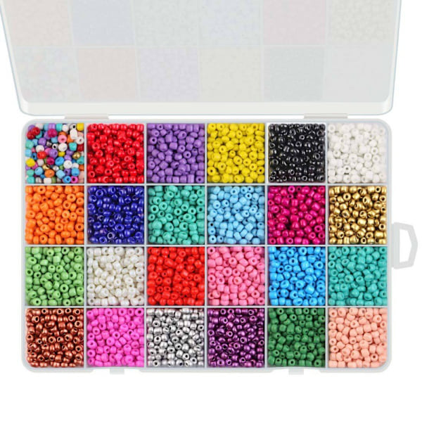 2/3/4 mm hirseperler 24 farger i eske løse perler DIY smykker Klær perler korssting Håndlaget tilbehør -Farge 2MM