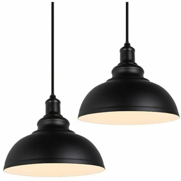 Set med 2 hänglampor vintage retrostil 29 cm, taklampa skärm metall justerbar kabel för matsal vardagsrum