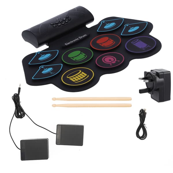 Bluetooth MIDI Elektronisk Trommepude Sæt Foldbart Kit med Batterihøjttaler 100-240V MD862MUK