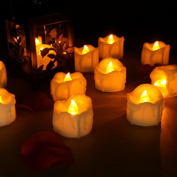 12 LED Blinkande Flameless Candle Light Batteridrivet värmeljus för bröllop Bordsdekoration Alla hjärtans dag Halloween
