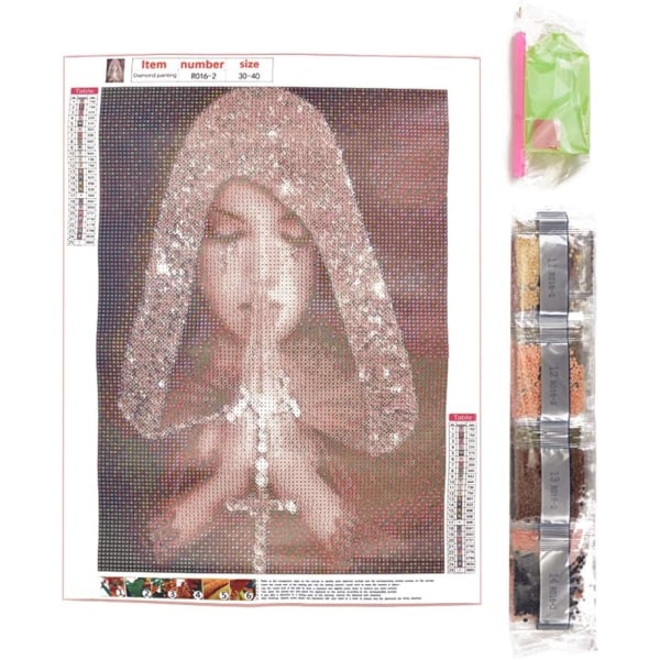 Gjør det selv 5D diamantmalesett, 5D DIY-diamantmalingsmønster: Praying Beauty Figur, Art Craft Veggdekor - 30*40cm,