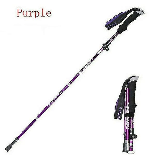 5-seksjons sammenleggbare turstaver, spaserstokk, turstaver med antishock purple 95-110cm