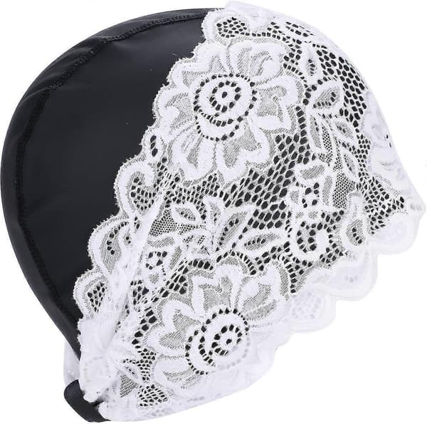 [HT]Dame badehette Vanntett badehette med blondeblomst Badehatt Badehette Ørebeskyttelse Superelastisk Turban Badehette