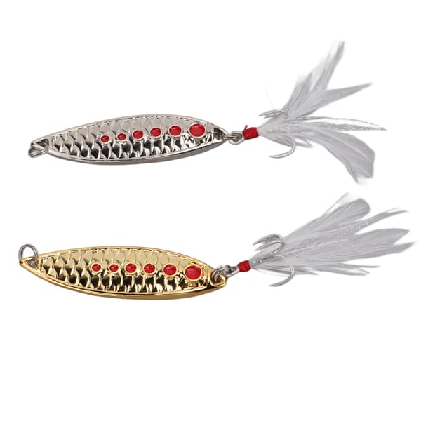 2-pack Röda Prickiga Reflekterande Lätta Antikorrosions Spinnerbaits Sötvattensfiskedrag 15g