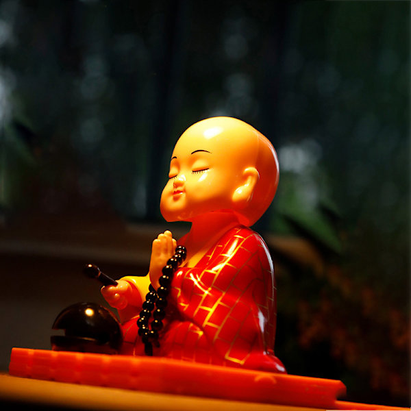 e Bilprydnad Solar Shake Head Little Monk Good Fortune Car Re Maitreya Buddha (red)