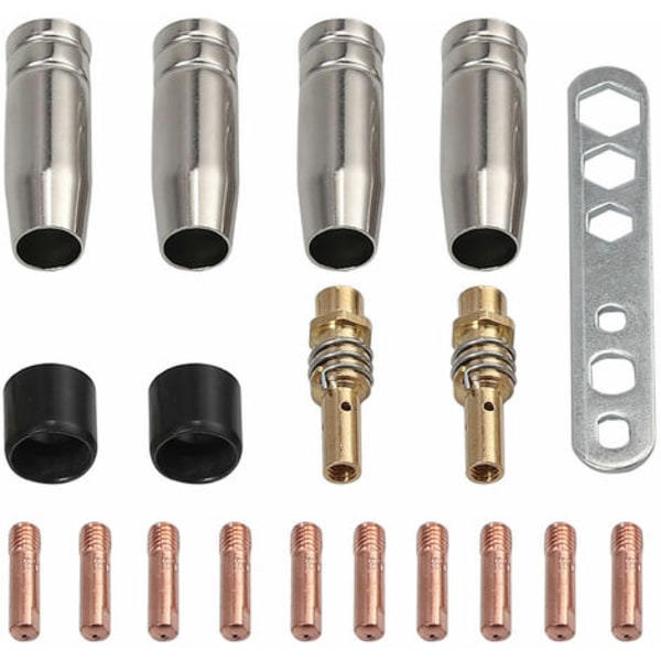 19-osainen set 15AK MIG/MAG hitsauskosketinpää 0,8mm M6 kaasusuuttimen kärjen pidike