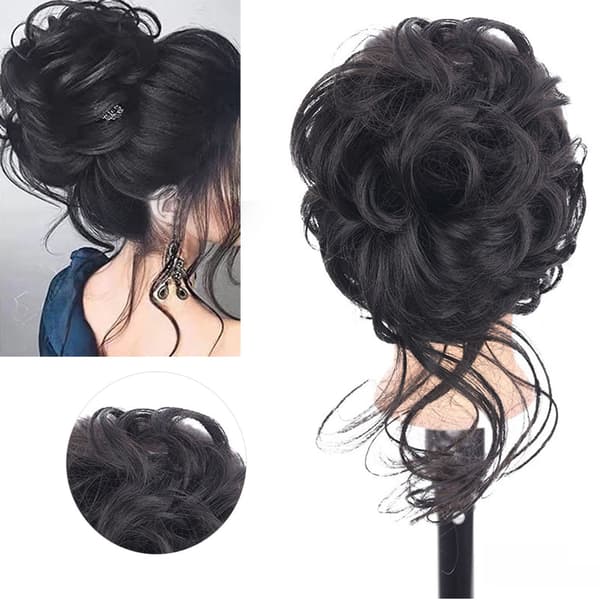 Krøllet bølget hår extensions clip-on brunlig sort hårstykke til kvinder piger