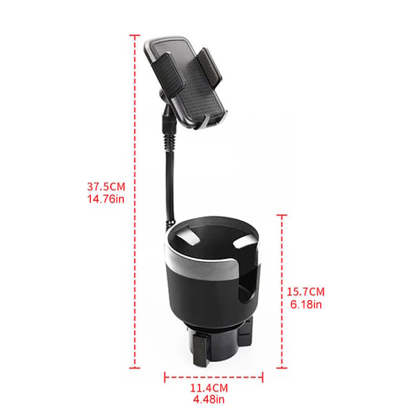 2 i 1 Koppholder Ekspander Adapter Telefonholder Multifunksjonell Koppholder Utvider Roterbar Justerbar Bilkoppholder