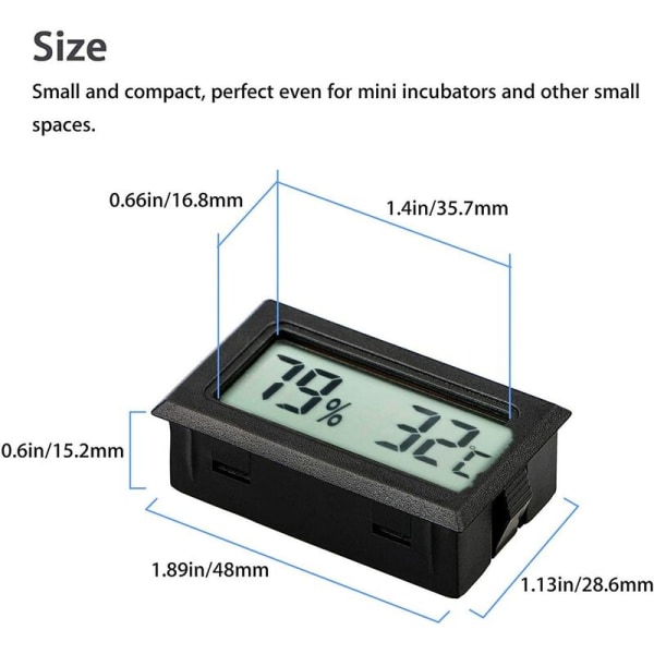 Mini digitalt LCD termometer Hygrometer Temperatur fugtighedstester (3 STK)