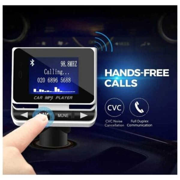 Auton Bluetooth FM-lähetin, langaton autoradiosovitin, handsfree-autosarja kaukosäätimellä, MP3-soitin (musta