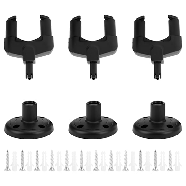 3-pack Gitarr Väggkrokar Plast Svart Universal Monteringsställ för Ukulele Bas