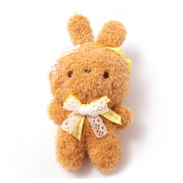 Søt tegneserieveske ornamenter mini kanin nøkkelring barneleketøy utstoppet dukkeanheng (brun 12 cm),