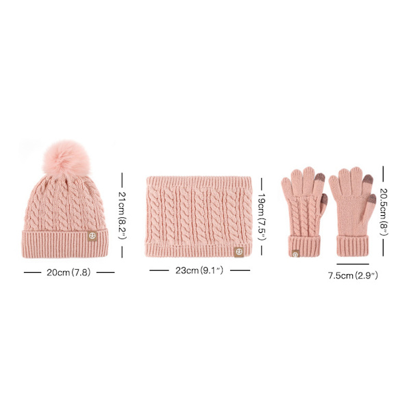 Barn Vinter Hatt Handskar Scarf Set, Girls Toddler Hats color-3