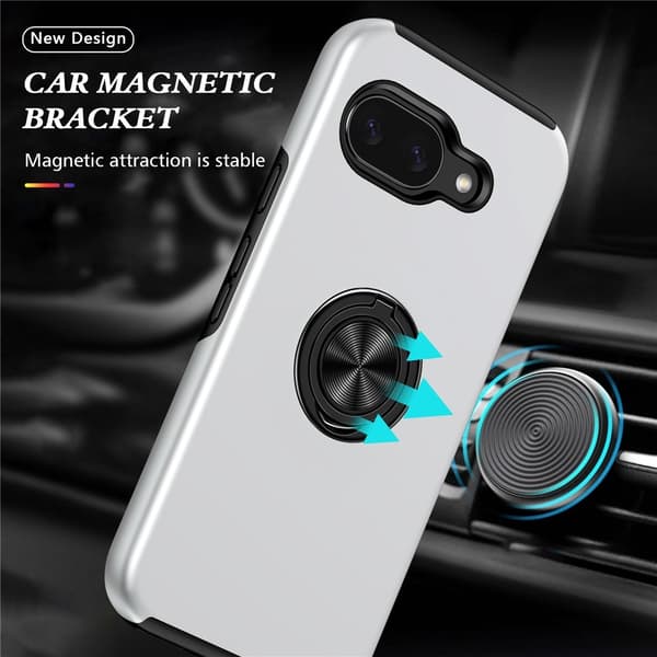 Til Pixel 10a Cover Hybrid cover med Finger Ring - Sølv Silver silver