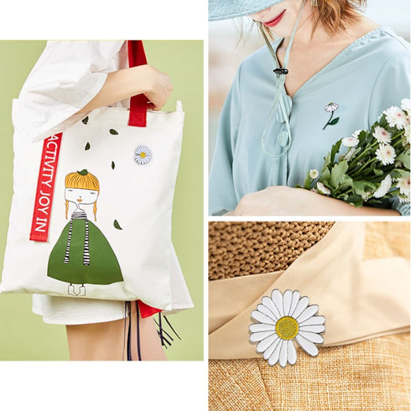 2 stycken hackad prästkrage liten prästkrage brosch söt japansk solblomma märke tecknad brosch tillbehör