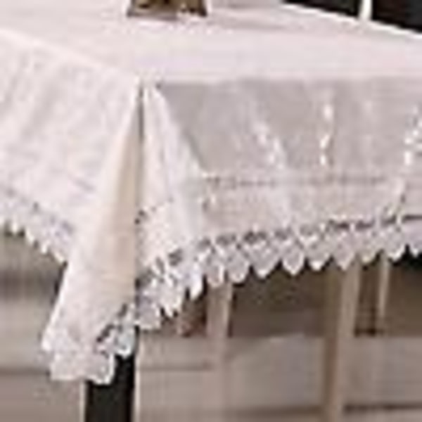 Hyr vitt tyg bordsduk broderi multifunktionellt skydd servett 110*110cm