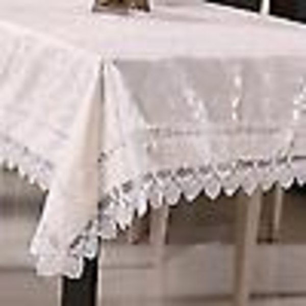 Hyr vitt tyg bordsduk broderi multifunktionellt skydd servett 130*130cm