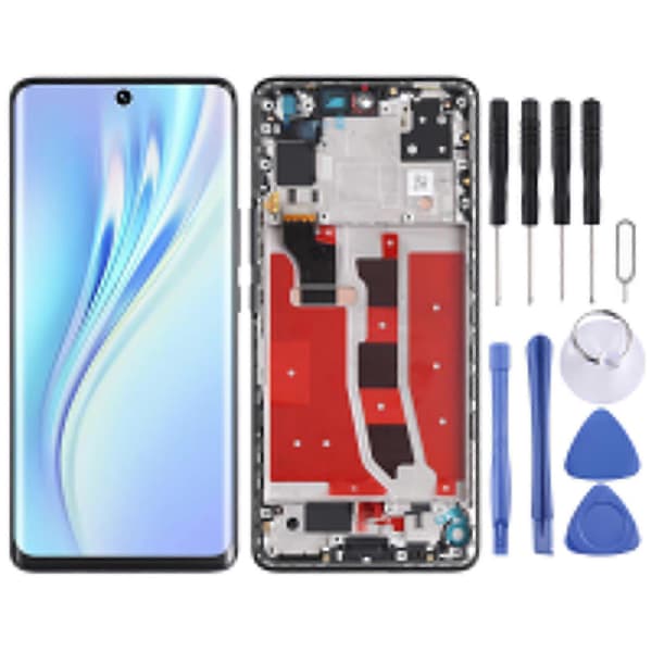 KOMPATIBEL OLED LCD-skærm til Honor V40 Lite Digitizer Komplet samling med ramme Black