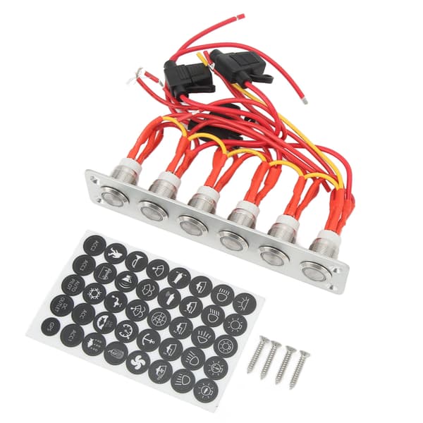Ferdig Koblet 6-veis Vippebryterpanel med Blå LED-lys for Bil RV Yacht 12V DC System