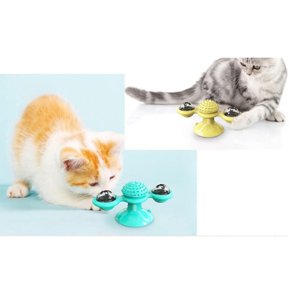 Funny Cat Stick Cat Toy, Funny Windmill Kitty Balance Car Cat Pole, Funny Feather Cat Legetøj (som bliver Windmill Green)