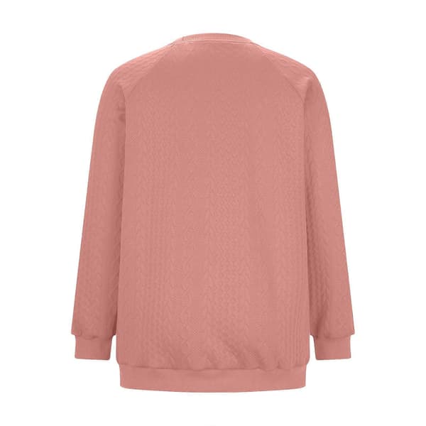 Dame Oversized Sweatshirt Afslappet Langærmet Rund Hals Tekstureret Løs Pullover Efterårsskjorte med Lommer Grå XL Gray XL