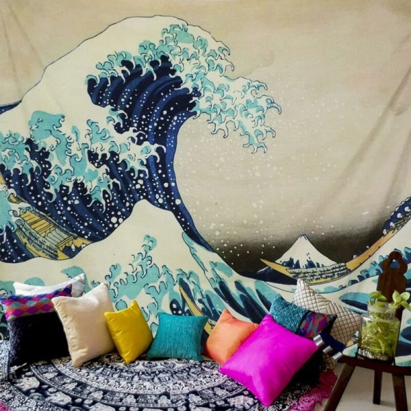 150*130 Tapestry Seinäriippu Great Wave Tapestry Kodinsisustus Tapetti Natural Art Kodinsisustus kotiin ja puutarhaan De