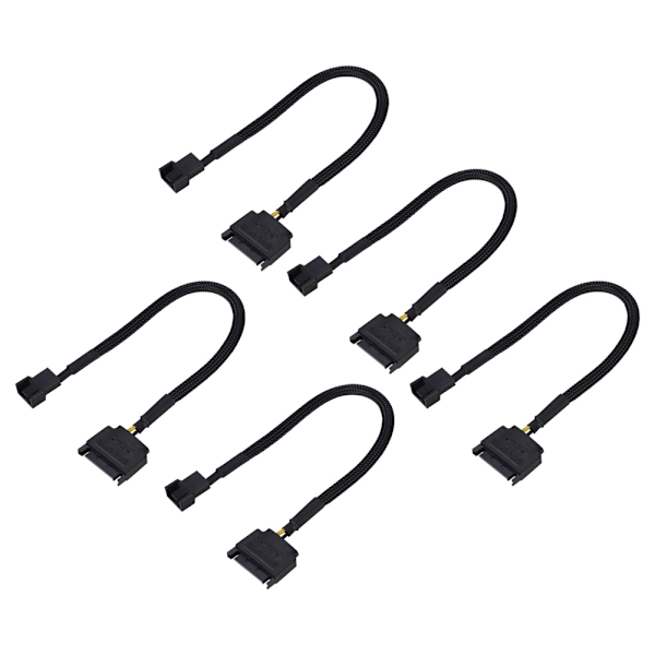 5-pakkauksen SATA 15-nastainen 4-nastaiseen jäähdytystuulettimen virta-adapterikaapeli - 22AWG-kaapeli