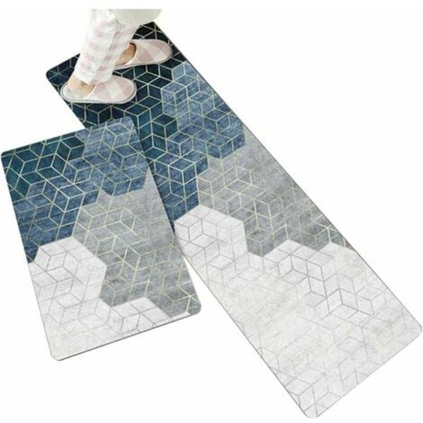Sklisikker kjøkkenmatte, 2 stk Absorberende vask frontmatte, 40x60cm og 40x120cm, myk gulvmatte for stue soverom Pa