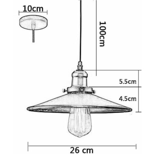 Ljuskrona Pendel Lampskärm Metall Retro Industriell ljusarmatur E27 för sovrum Vardagsrum Bar Restaurang - Vit -