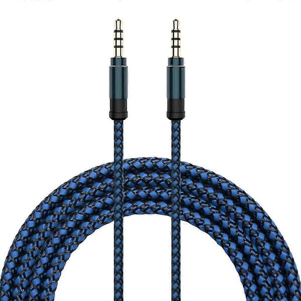 3,5 mm lydkabel han til han 1,5 m blåt nylonflettet Aux-kabel til bilstereo