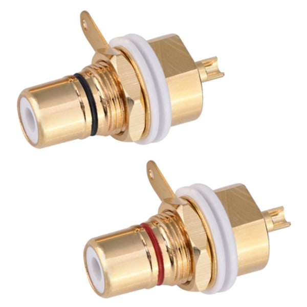 2-pack guldpläterade koppar RCA-hona panelmonterade jack-terminaluttag ljudkontakter