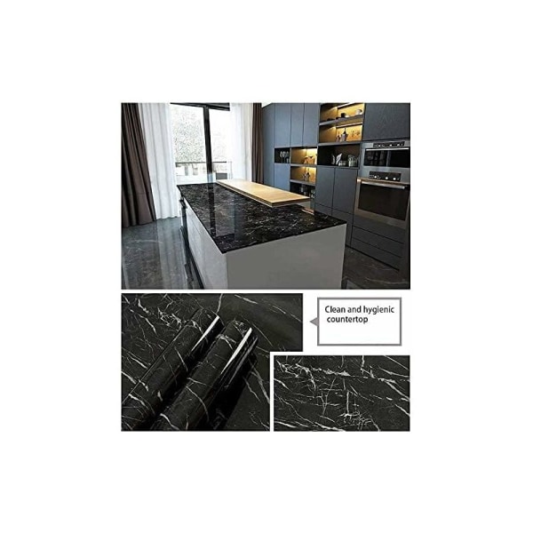 Black Marble Tapet Peel and Stick Wallpaper 23.6&quot;&times; 197&quot; Självhäftande Avtagbar Vinyl Vattentät Con