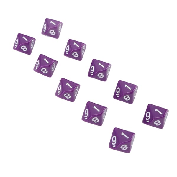 20 stk. 10-sided lilla plastikterning til boligindretning, pynt, festspil tilbehør