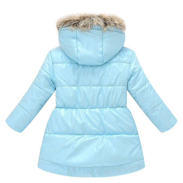 Vadderad jacka för barn Lång krage Vadderad jacka med huva 110cm Light blue