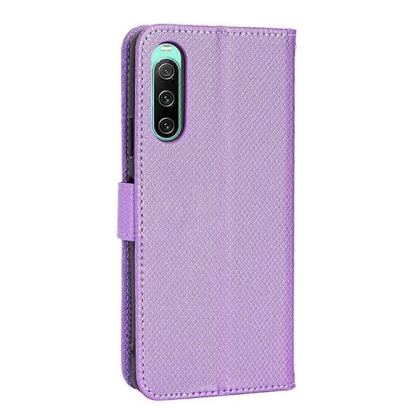För Sony Xperia 10 IV Diamantmönstrad Läderfodral Purple