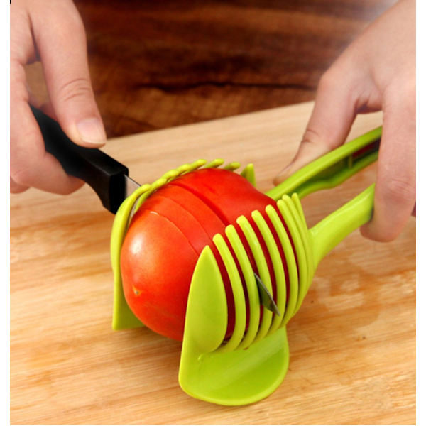 Handhållen citronskärare Tomat och ägg runda skivningsklämmor Fruktseparator (tvåpack),
