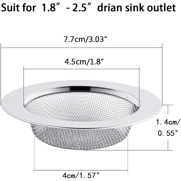 2 STK vask-si i rustfrit stål, 7,5 cm afløbssi, vask-si, vask-si, køkkenvask-si