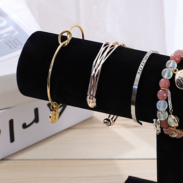 Snygg och enkel smyckesdisplayställ för armband och scrunchies - Perfekt för hem- eller butiksutställningar - Enradig design i svart Single row