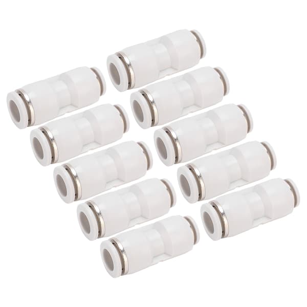 10 st Snabbkoppling Pneumatisk Luftslang Reducer Rak Reduceringskoppling Vit PG8-4
