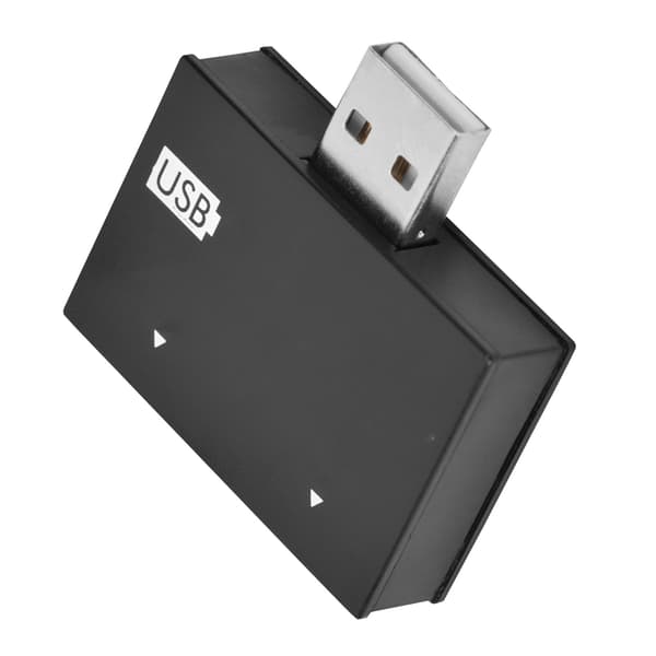 Hub USB2.0 Han til 2-Port USB Twin Oplader Splitter Adapter Koncentrator (Sort)
