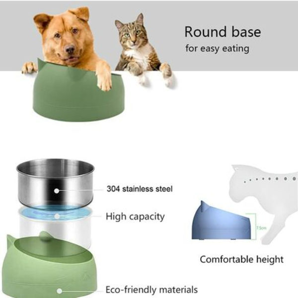 Katteskål, skråtstillet katteskål i rustfrit stål, foderskål med skridsikker base til katte eller små hunde (S, sort)