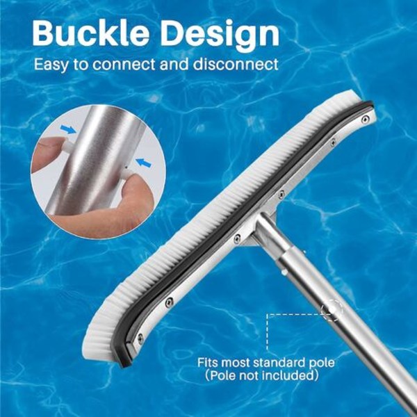 Svømmebassinbørstehoved Svømmebassinbørstehoved Premium 18 tommer aluminiumsrengøringsbørste til pool, spa, badekar, vægge, Ti