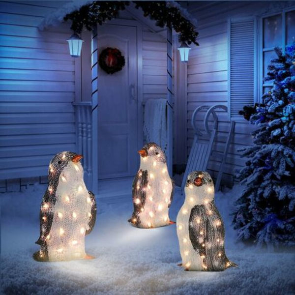 Christmas Penguin Light 3 stk 20 LED vanntett varm gul hage julelys innendørs og utendørs dekor