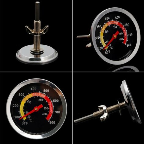 Grilltermometer i rustfrit stål med temperaturmåler 10-400 ℃