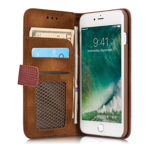 [HT]Etui med pung \"Vintage Mesh\" til iPhone 8 Plus Röd