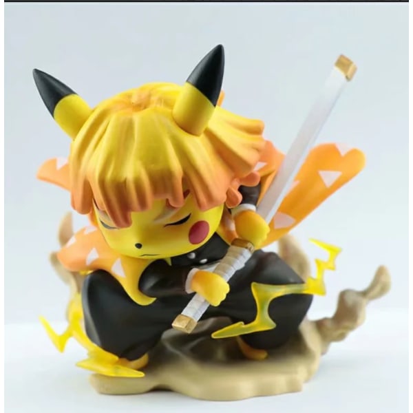 Coldplay Anime Figur Ghost Slayer Blade Lightning Min kone Shanyi Pikachu Q-versjon Modellboksfigur (Min kone Shanyi Pikachu)